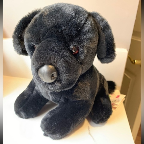 New 9” Douglas Cuddle Toys Floppy Black Lab Plush Leather Nose - Picture 1 of 4